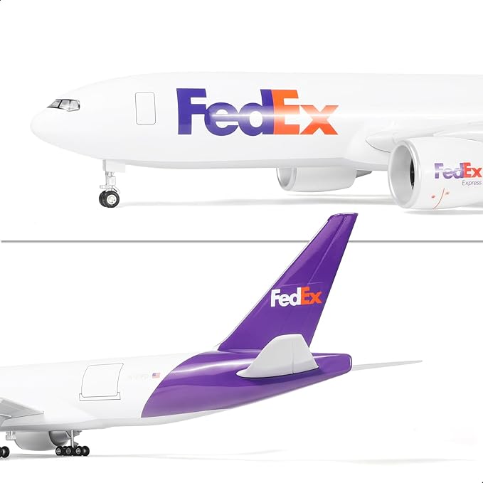 1/150 B777-300ER FedEx 18.5 inchs Large Diecast Airplane Model Kit with Stand - Collectible for Aviation Enthusiast Gift