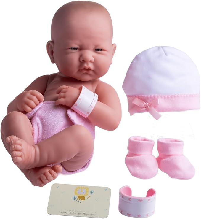 8 piece Layette Baby Doll Gift Set | JC Toys - La Newborn Nursery | 14" Life-Like Doll w/ Accessories | Pink | Ages 2+