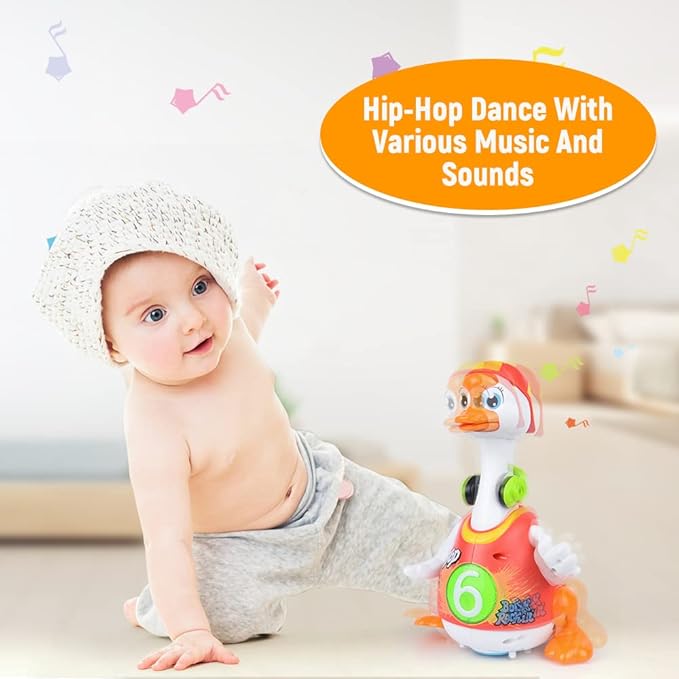 Woby Baby Musical Toy Dancing Singing Talking Walking Hip Hop Swing Goose Cool Educational Toy Gift for 1 2 3 Year Toddlers Kids Boys Girls