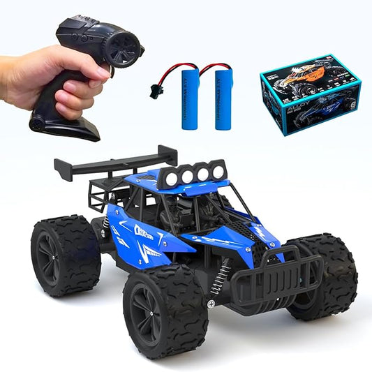 Remote Control Car Monster Truck Toys 1:16 Scale RC Car For Boys 2.4GHz High Speed 20 km/h With LED Headlights,Rechargeable RC Cars Gifts for Boys 4-7 8-12 Christmas, Beginner, Kids 6-12+(Blue)