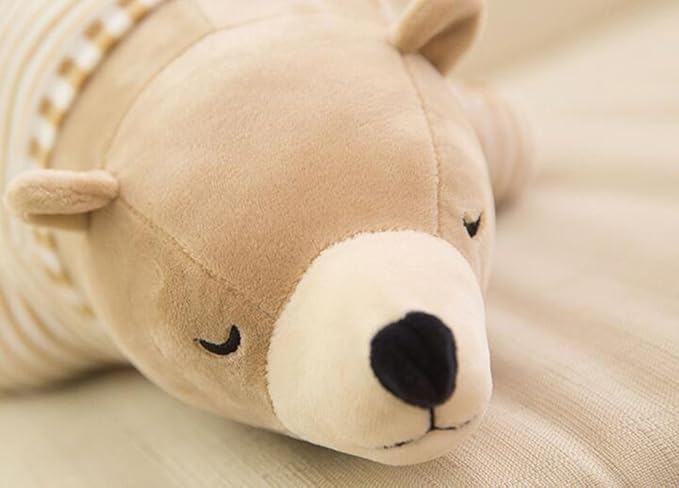 MMTTAO Polar Bear Plush Toys 14 Inch Stuffed Animals Dolls Small Brown Sleeping Bear Collection Huggable Pillow Cushion for Kids Child Christmas Gifts - 14"/35cm