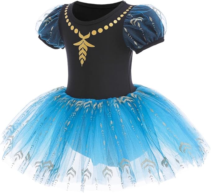 DYMCII Baby Girls Princess Ballet Dress Short Sleeve Leotards Skirted Tutu Dancewear Halloween Christmas Party Fancy Costume