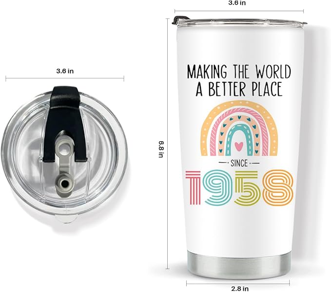 67th Birthday Gifts for Women, Tumbler 20 oz Stainless Steel Vacuum Insulated Tumblers, 1958 Birthday Gifts for Women, 67 Year Old Birthday Gifts, 67th Birthday Gift Ideas, 67th Birthday Tumbler