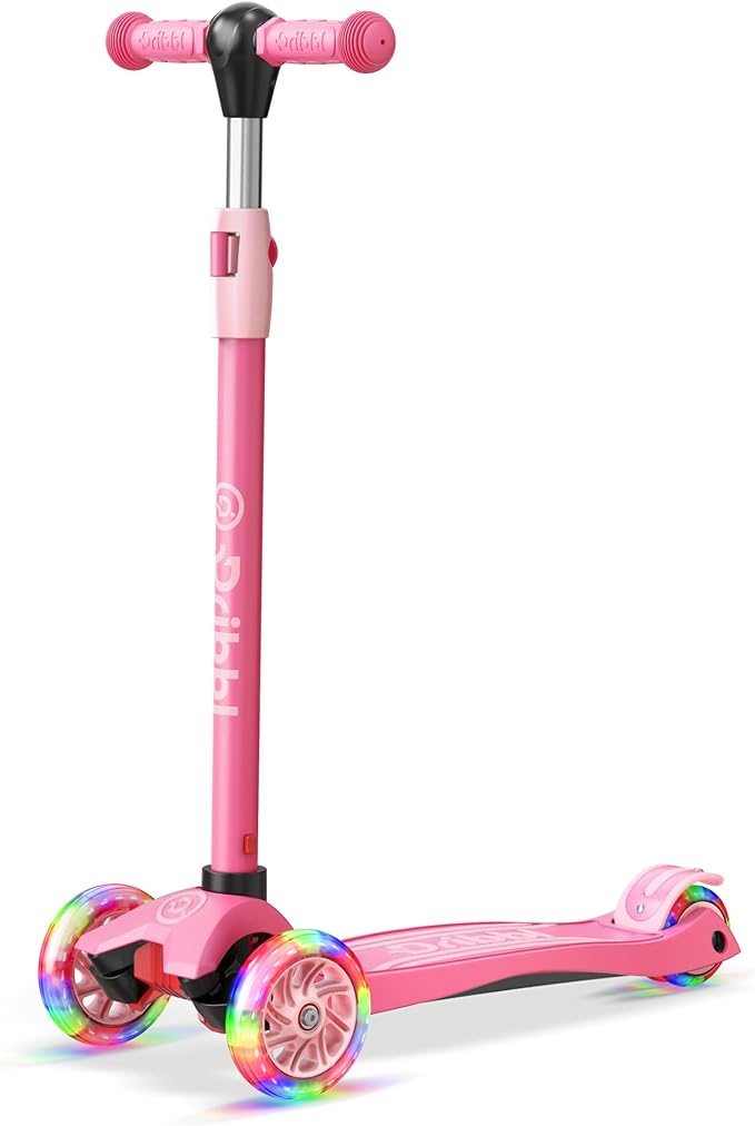 3-Wheel Kids Scooter - Lean-to-Steer Technology, Adjustable Height Handlebar, Wide Anti-Slip Deck, Scooter for Boys & Girls Ages 3+, Child Safety Approved, Support Riders Up to 165 lbs, Pink