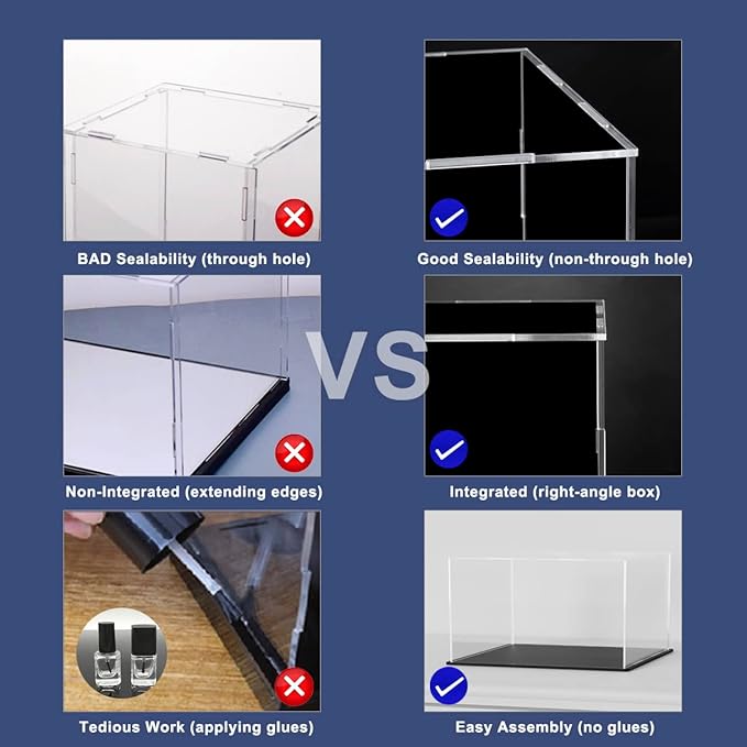 Acrylic Box with Matte Black Base, Simple Self-Assembly Clear Acrylic Display Case, Cube Dustproof Showcase with Lid for Collectibles, Toys and Jewelry (10x5x5 inch)