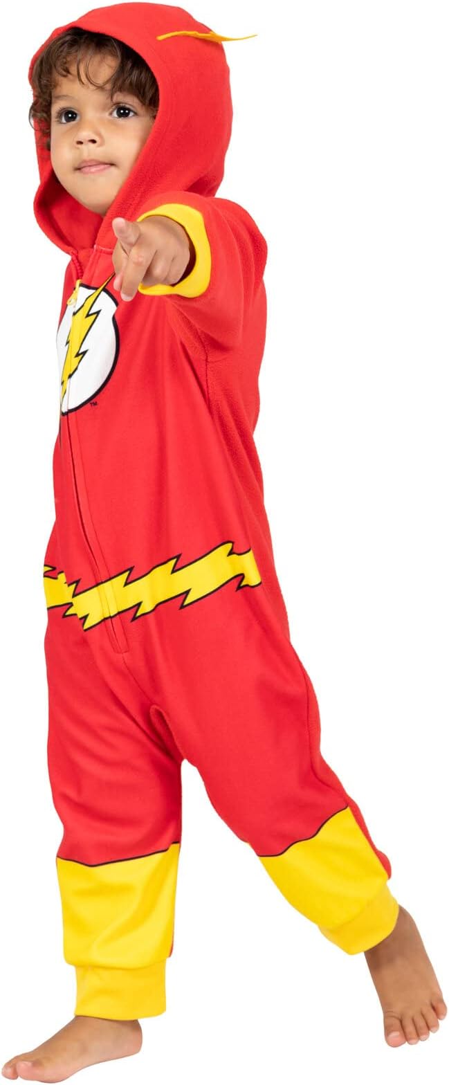 DC Comics Justice League Superman Batman Flash Zip Up Pajama Cosplay Coverall Toddler to Big Kid