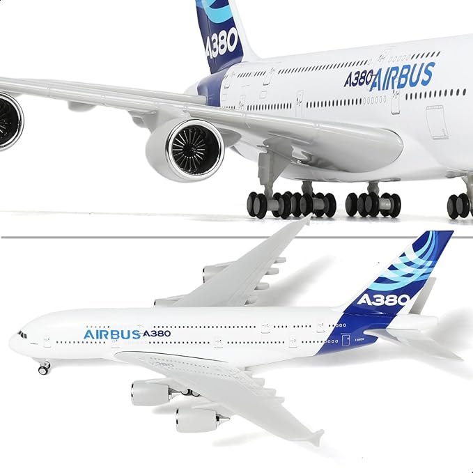 1/240 A380 Prototype Airplane Model Kits (30cm L) for Airbus A380 Resin Plane Model with Display Stand for Adult Aviation Gift or Display Decoration