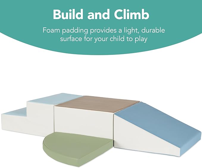 Best Choice Products 4-Piece Kids Climb & Crawl Soft Foam Block Activity Play Structures for Child Development, Color Coordination, Motor Skills - Earth Tone