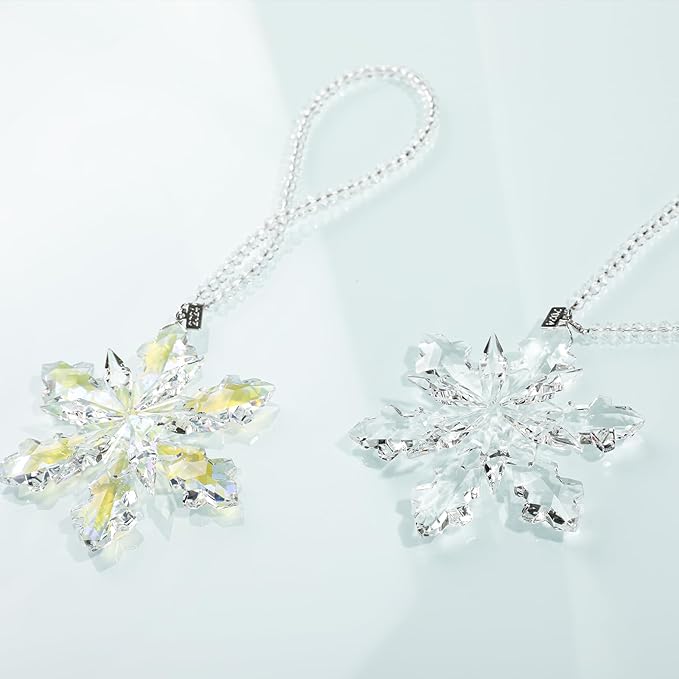 2024 Annual Edition Crystal Snowflake Ornaments Christmas Ornaments Home Hanging Decor Gifts (Clear)