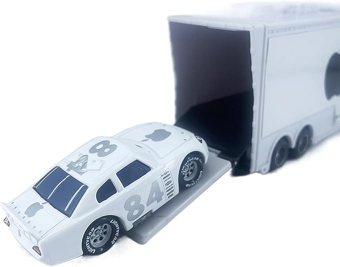 Portable Mini Toy Car and Truck Set 1:55 Diecast Model Metal Body Racers for Preschool Kids Ages 3+ Years (White)