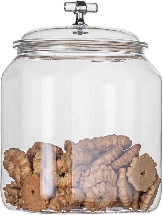 101oz Plastic Food Storage Jar with Airtight Seal Lid, Square Kitchen Counter Container for Cookies, Candy, Pasta, Dry Goods for Pantry Organization，3L