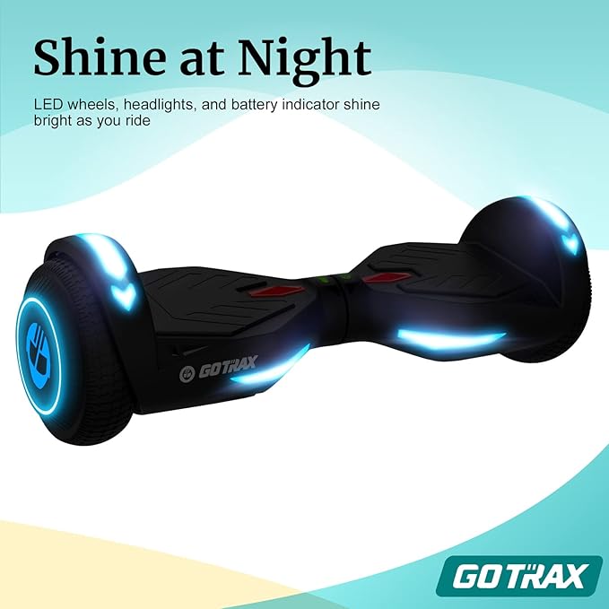 Gotrax Hoverboard with 6.5" LED Solid/Offroad Tires, Max 5/6 Miles Range, 6.2mph Power by Dual Brushless Motor, UL2272 Certified and 65.52Wh/93.6Wh Battery Self Balancing Scooter for 44-176lbs