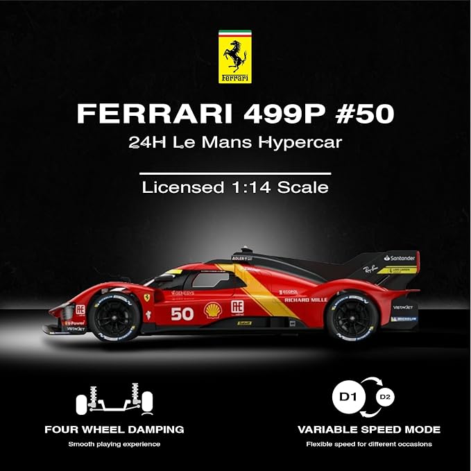 Voltz Toys 1/14 Scale Le Mans RC Car Licensed Ferrari 499P Remote Control Toy Car Model for Kids and Adults with Open Doors and Lights Gift for Kids and Adult