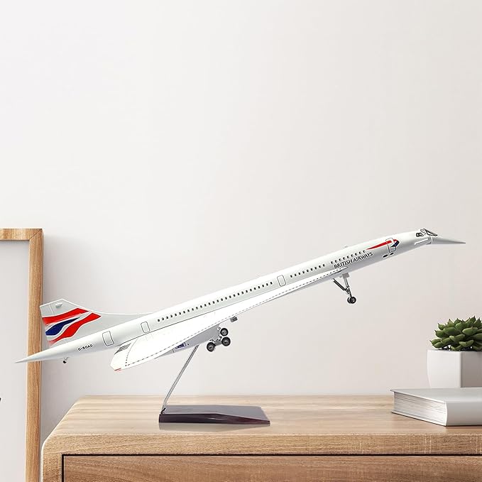 1:125 Concorde Airplane Pre-Build Diecast Aircraft Model Kit - Simulation Display for Collection or Gift (British Airways)