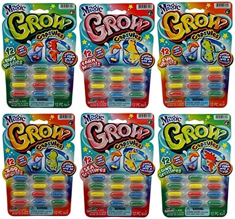 JaRu Magic Grow Capsules, (2 Packs 24 Capsules Assorted). Water Growing Animals Capsules. Great Party Favor Kids Toy. Plus 1 Sticker 305-2s