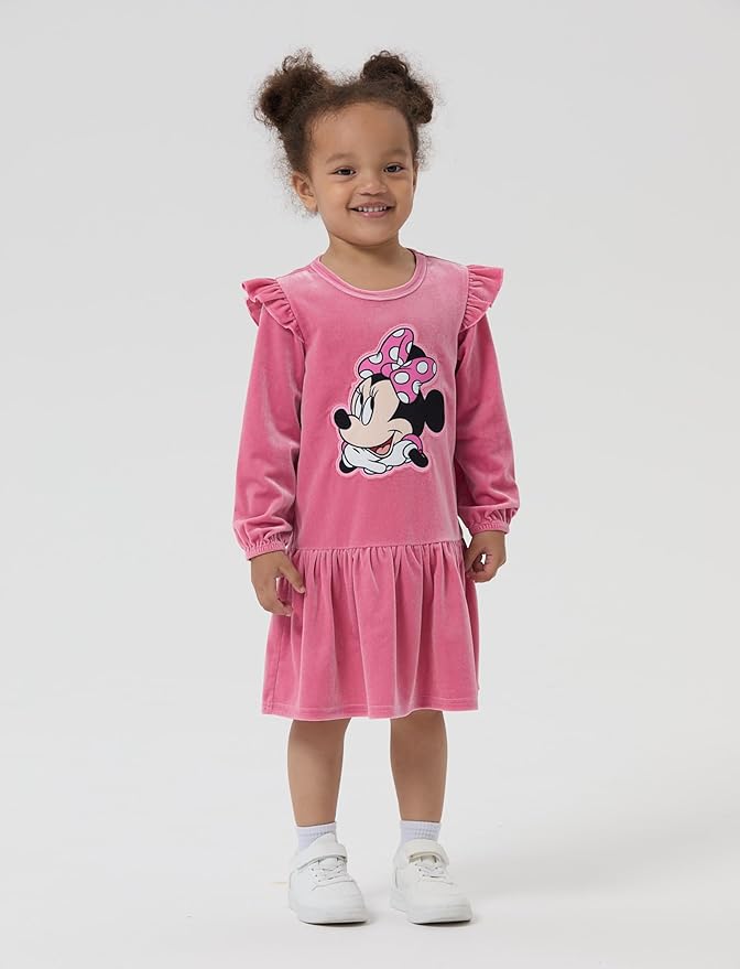 Disney Stitch Minnie Elsa Princess Sweatshirt Dress Toddler Girl Sequin Long Sleeve Pullover Clothes Fall Outfit 2-9 Years