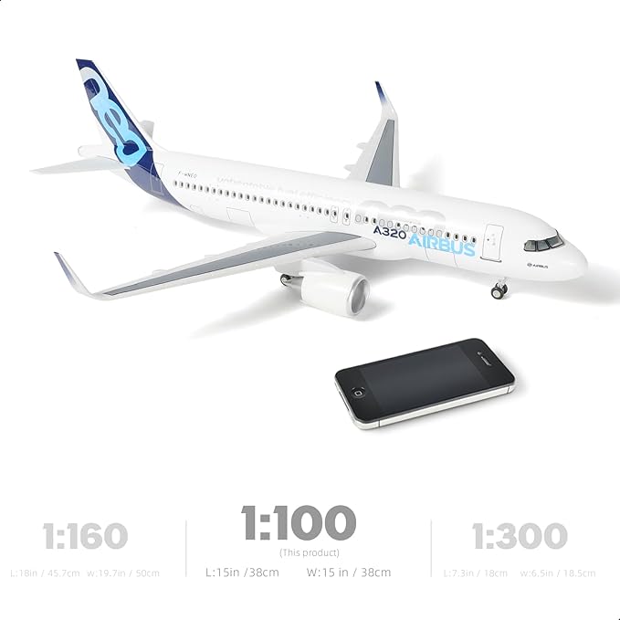 1/100 Scale A320 neo Prototype Model Airplane -Diecast Airbus A320 Plane Kit with Stand (14 in-L) Pre-Built Model Aircraft for Adult -Aviation Creative Gifts, Collection Display