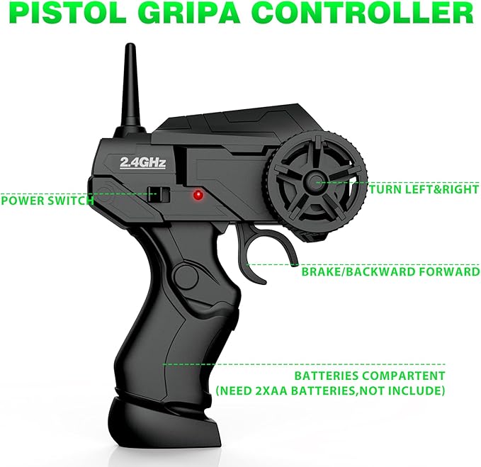 Remote Control Car RC Drift Car 2.4GHz 1:24 Scale 4WD 15KM/H High Speed, Rechargeable High Speed RC Cars with Cool Lights, Two Batteries and Extra Tires Toys for Kids