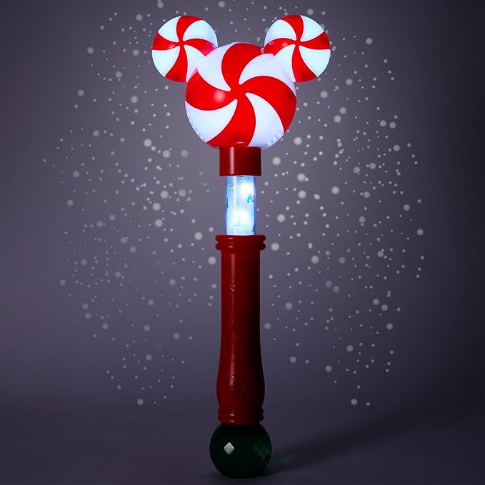 Disney Store Official Mickey Mouse Icon Peppermint Swirl Holiday Scented Light-Up Bubble Wand - Perfect for Kids & Fans, Authentic Design, Ideal for Outdoor Play & Parties, Durable & Safe for All Ages