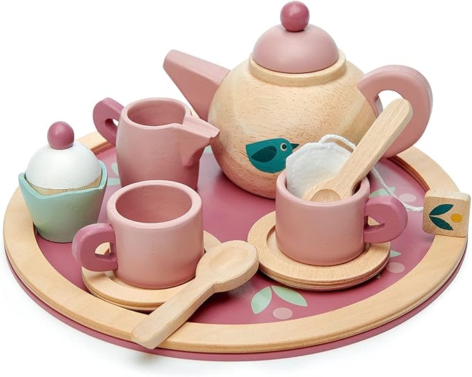 Tender Leaf Toys - Birdie Tea Set - Realistic Teapot, Cups and Treats for Pretend Afternoon Tea Party - Social, Creative, and Imaginative Development - Learning Role Play - Age 3+