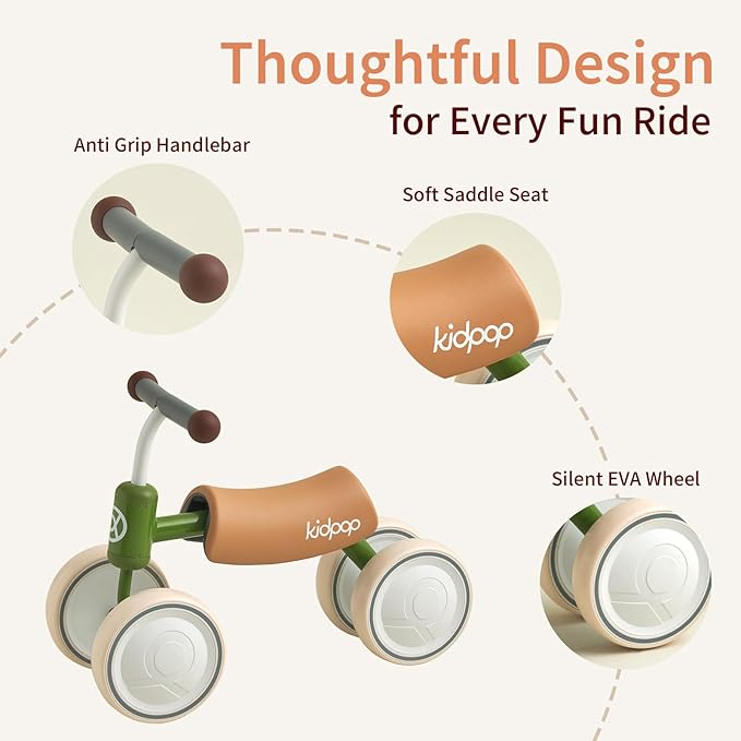 kidpop Big BEE Baby Balance Bike for 1 Year Old Toddler Kids Ride On Toys First Birthday Gift Toddler First Bike (Purple)