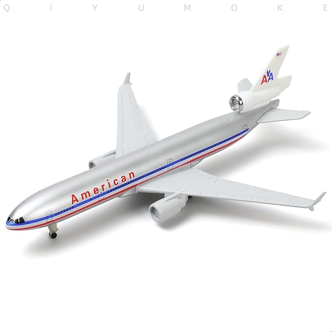 MD-11 American 1/300 Diecast Metal Airplane Model with Stand -Alloy Airplane Model for Adult(N1753) -8.3 inches Aircraft Model for Aviation Enthusiasts Gifts, Display Decorations