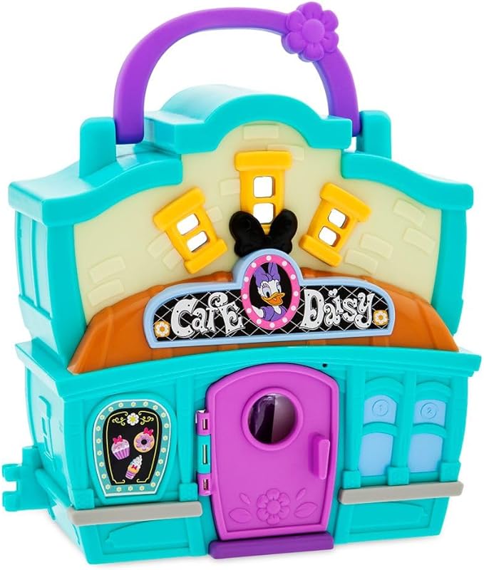 Disney Store Action Toys Daisy Duck Café Playhouse Play Set - Interactive Play House Junior Mickey Mouse Toys - Poseable Daisy Figure, 15-Piece Set, Perfect for Toddlers