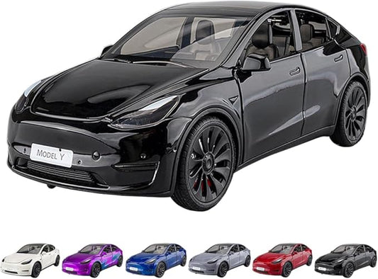 1/24 Scale Diecast Car Model Y, Alloy Diecast Toy Cars Pull Back Toys with Sound & Light, Vehicles Toys for Kids Gift Car Lovers Collection (1/24 Model Y -Black)