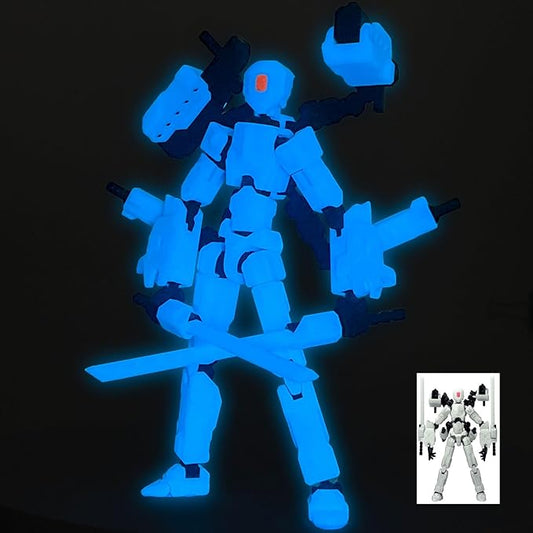 8 inch T13 (Assembly Completed) Action Figure Set,T 13 Multi-Articular Lucky Mobile Robot Nova T-13,Desktop Decorations for Game Lovers Toys (Blue Luminous Blue)