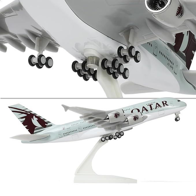 1/240 A380 Qatar Airplane Model Kits (30cm L) for Airbus A380 Resin Plane Model with Display Stand for Adult Aviation Gift or Display Decoration