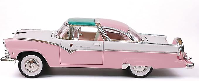 1955 Ford Crown Victoria 1/18 Scale Die-Cast Metal Model Premium Classic Vintage Alloy Cars with Display Case, with Opening Doors, Best Gift for Men, Dad & Kids 14+ Years (Pink)