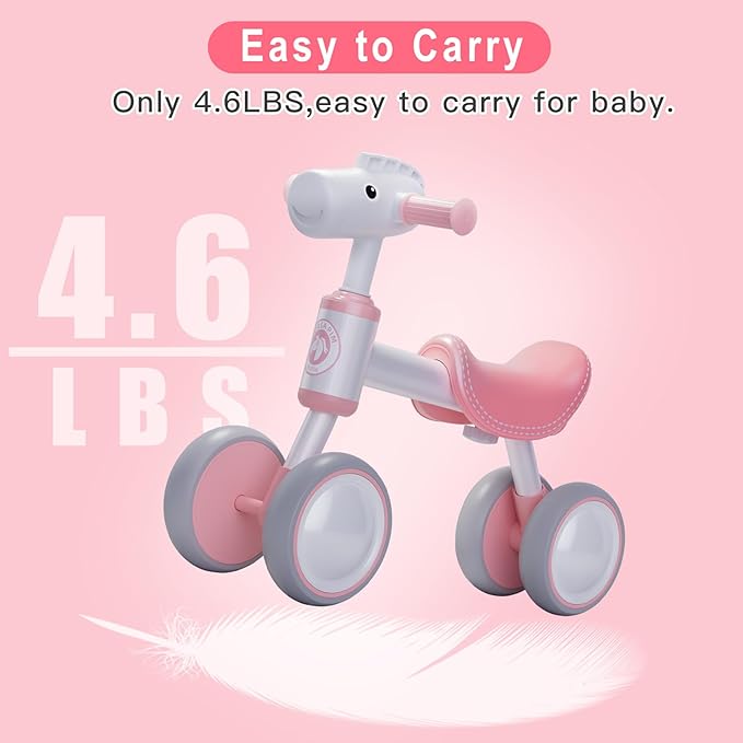 Baby Balance Bike for 1-2 Year Old Boy Girl, Balance Bike for 12-24 Months 4 Wheels Toddler Balance Bike, Baby Bike 1+ Years Toy First Birthday Gifts