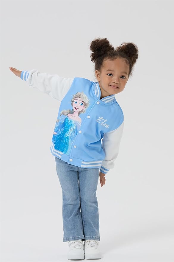 Disney Minnie Mickey Stitch Princess Frozen Elsa Marvel Jacket Lightweight Coat Button up Color Block Sweatshirt 2-14 Years