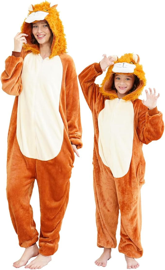 Unisex Adult Onesie Pajamas, Polar Fleece Cosplay Animal One Piece Halloween Costume Pajamas Homewear