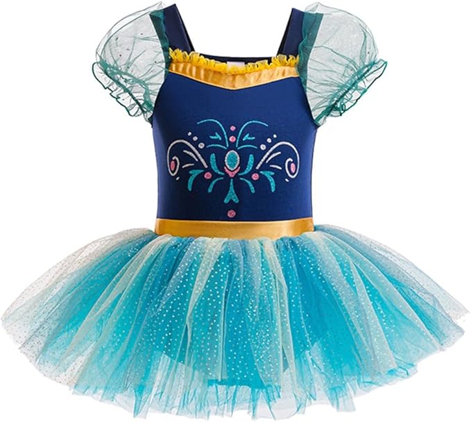 DYMCII Baby Girls Princess Ballet Dress Short Sleeve Leotards Skirted Tutu Dancewear Halloween Christmas Party Fancy Costume