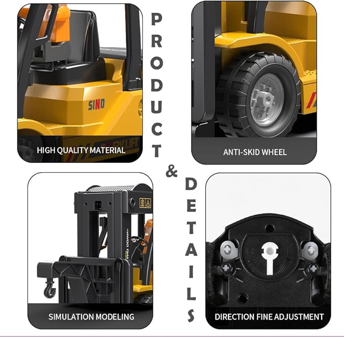 Remote Control Forklift Cranes 6 Channel 2 Mode RC Forklift Truck with Spray Sound and Lights Construction Toys 2.4Ghz 1:24 Scale Truck Toy for Toddler Kids for 3-7 Boys and Girls