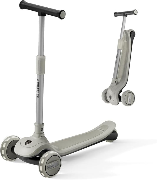 Aesthetic Scooter, Kids 3 Wheel Scooter with LED Light-Up Wheels, Adjustable Handlebar (25.2"-35.4") for Ages 3-18, Max 220 lbs, Safety Steering Lock, Anti-Slip Deck & One-Piece Brake