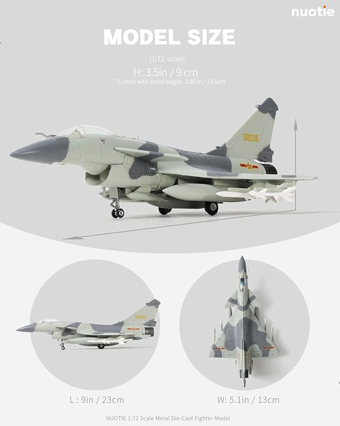 1/72 J10 Vigorous Dragon Fighter Jet Model Military Aircraft Diecast Metal Model Kit Adult Airplane Model with Stand for Military Enthusiasts Collections or Gift