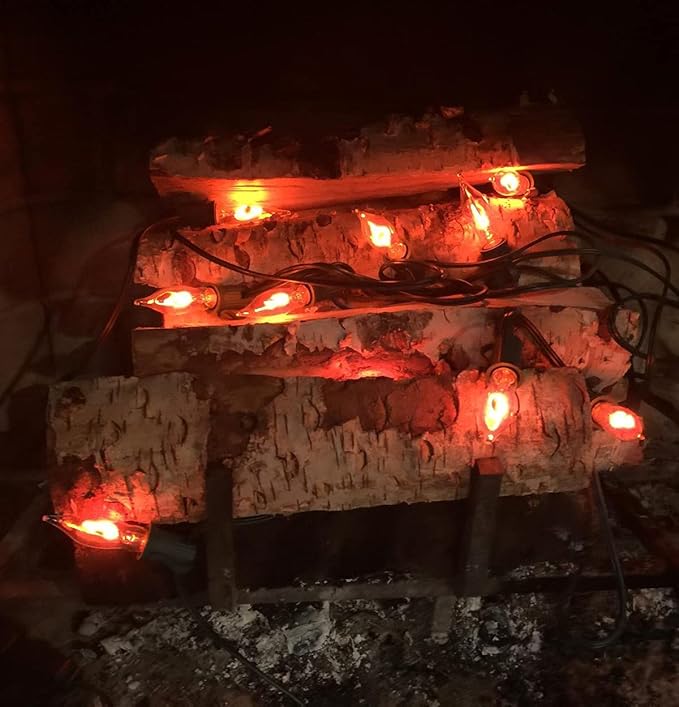 Christmas Flicker Flame String Lights, 10Ft Amber Flame String Lights with 10 C18 Flame Bulbs, E12/C7 Base Christmas Lights for Indoor/Outdoor Decoration Party Room Garden Docor-Green Wire