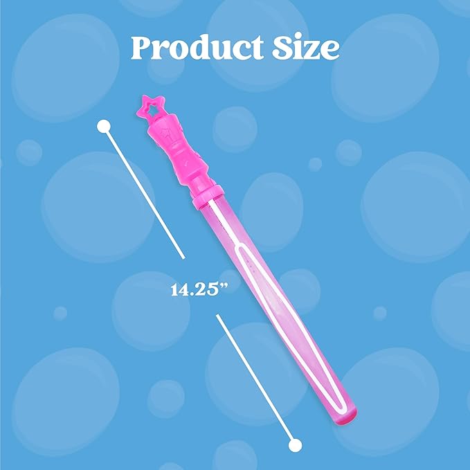 JOYIN 24 Pack 14’’ Bubble Wands Assortment, 6 Colors Giant Bubble Wands Party Favors Kids Summer Toys Outdoor Play Toys Games Christmas Birthday Party