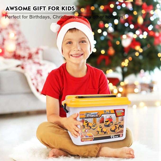 7 in 1 Take Apart Toys with Electric Drill Take Apart Truck Toys Construction Set DIY Engineering Building Toy Push Go STEM Toy Gift for Boys Toys Ages 4-7 Years Old