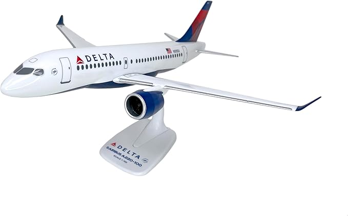 Flight Miniatures Delta (07-Cur) A220-100 1:100 Scale - Plastic Snap-Fit Model Airplane - Collectible Replica of Delta Airlines Aircraft - Part# AAB-22010C-001