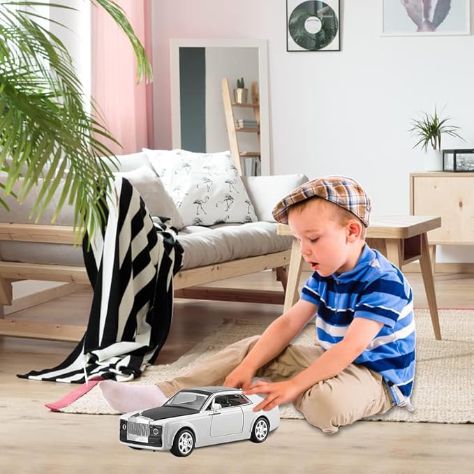 1/24 Rolls-Royce Sweptail Toy Car Alloy Diecast Collectible Model Car for Kids Gift, Pull Back Toy Car with Sound and Light, Classic Double Door, Car Logo Can be Folded