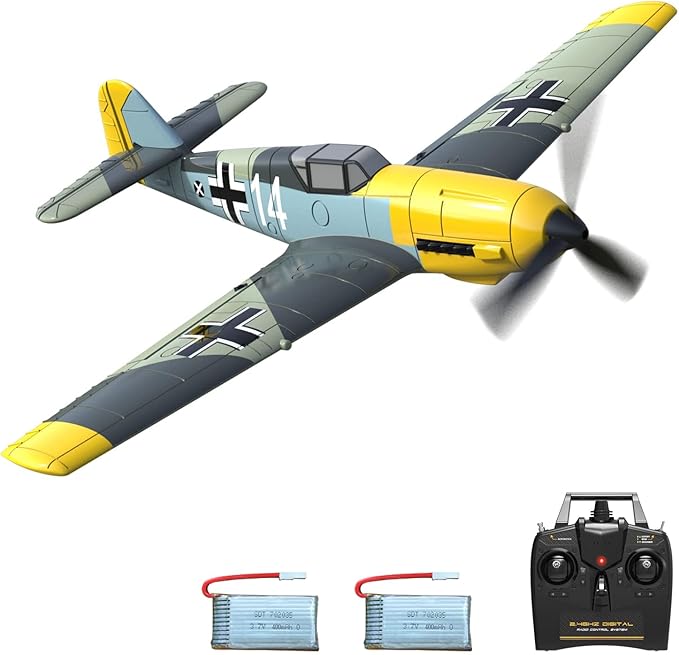 VOLANTEXRC RC Plane for Beginners, 4CH WWII RC Airplane BF-109 with Aileron, 2.4Ghz Remote Control Plane with Xpilot Self Righting&One Key Aerobatic, Gifts for Adults (761-11 RTF)
