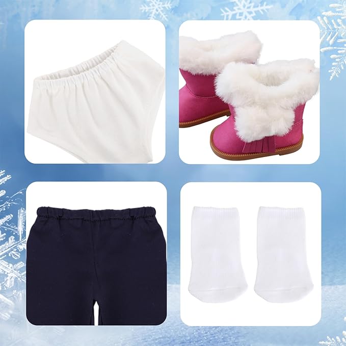 18-inch Doll Down Jacket, Doll Winter Clothing Set, 5 Different Colors and Patterns Available. (Pink-Butterfly Print)