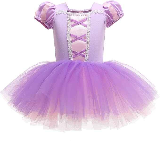 DYMCII Baby Girls Princess Ballet Dress Short Sleeve Leotards Skirted Tutu Dancewear Halloween Christmas Party Fancy Costume