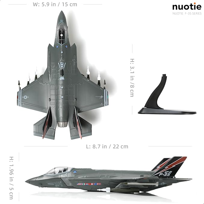 1/72 F-35A Lighting II Fighter Aircraft Model Fighter U.S. Airforce AF-01 Die-cast Aircraft Model with Display Stand Squadron F35A Flight Mode (AF-01) Model Collection Gift for Adults