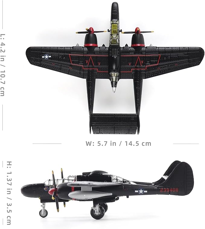Northrop P-61B Black Widow 1:144 Scale Aircraft Model Kits WWII Fighter Model Metal Die-cast Model Aircraft for Collection Or Airplane Model Gift