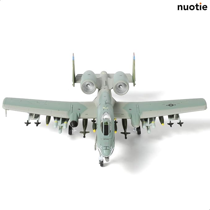 1/100 A-10 Thunderbolt II (Warthog) Attack Pre-Build Diecast Metal Aircraft Model Kits Replica Military Plane for Display Collection or Gift（Tiger Shark Painting）