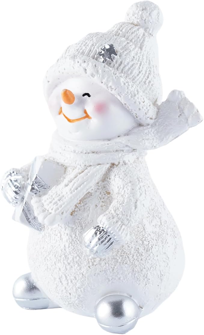 Resin Snowman Christmas Decorative Statues, Ideal for Outdoor Patio Lawn & Indoor Holiday Home Decoration, for Parents and Friends